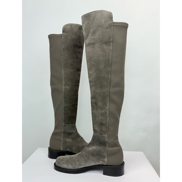 New Stuart Weitzman 5050 Bold Over The Knee Boot Grey Suede Sz 5.5 - Picture 11 of 15